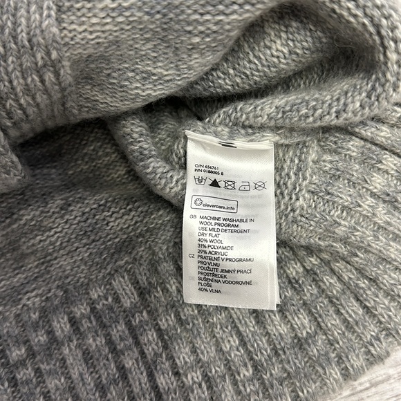 H&M Mens Collared Knit Buttons Preppy Gray Cardigan Sweater Small Wool Blend - Picture 9 of 9